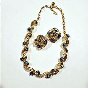 Vintage Rhinestone Necklace and Earrings